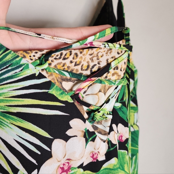 WHBM Jungle Leopard Green Tropical Sleeveless Maxi Dress Size 16 - Picture 4 of 16